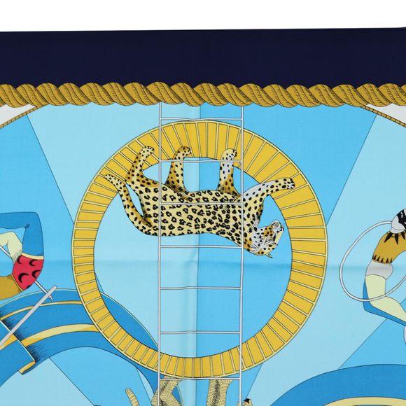 HERMES Carre 90 Scarf ""circus"" Silk Blue Auth fm3437 - Picture 3 of 16